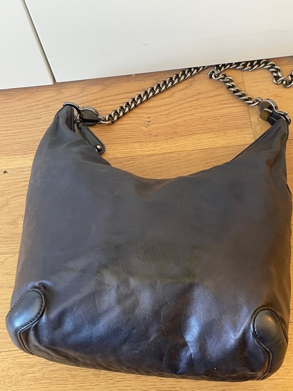 Gucci Blue Leather Chain Shoulder Bag | Large Hobo GG Hardware - Picture 9 of 14